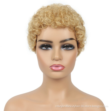 Short Bob Wig With Bangs Pixie Cut Brazilian Human Hair Wigs Remy Full Manchine Cheap Natural Black Brown Wigs For Women